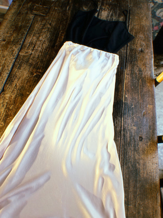 Oyster Satin Bias Maxi Skirt