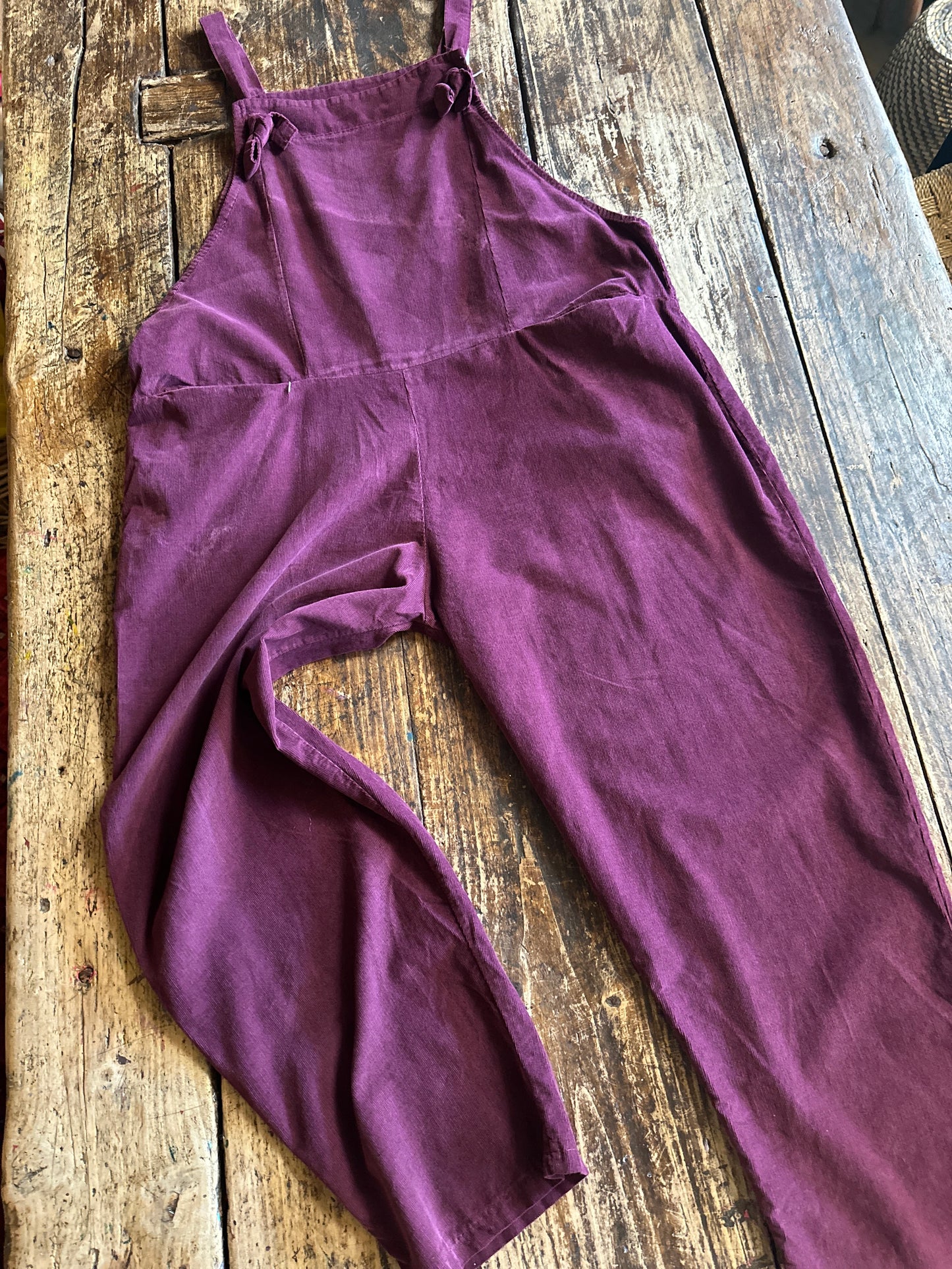 Needle Cord Dungarees. - Plum