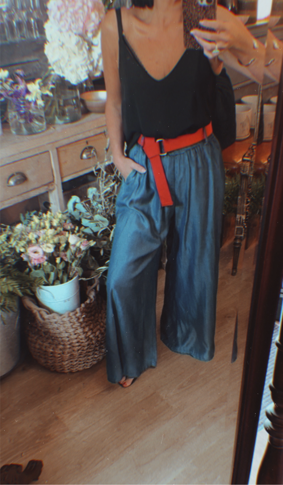 Chambray Blue Wide Leg Pants