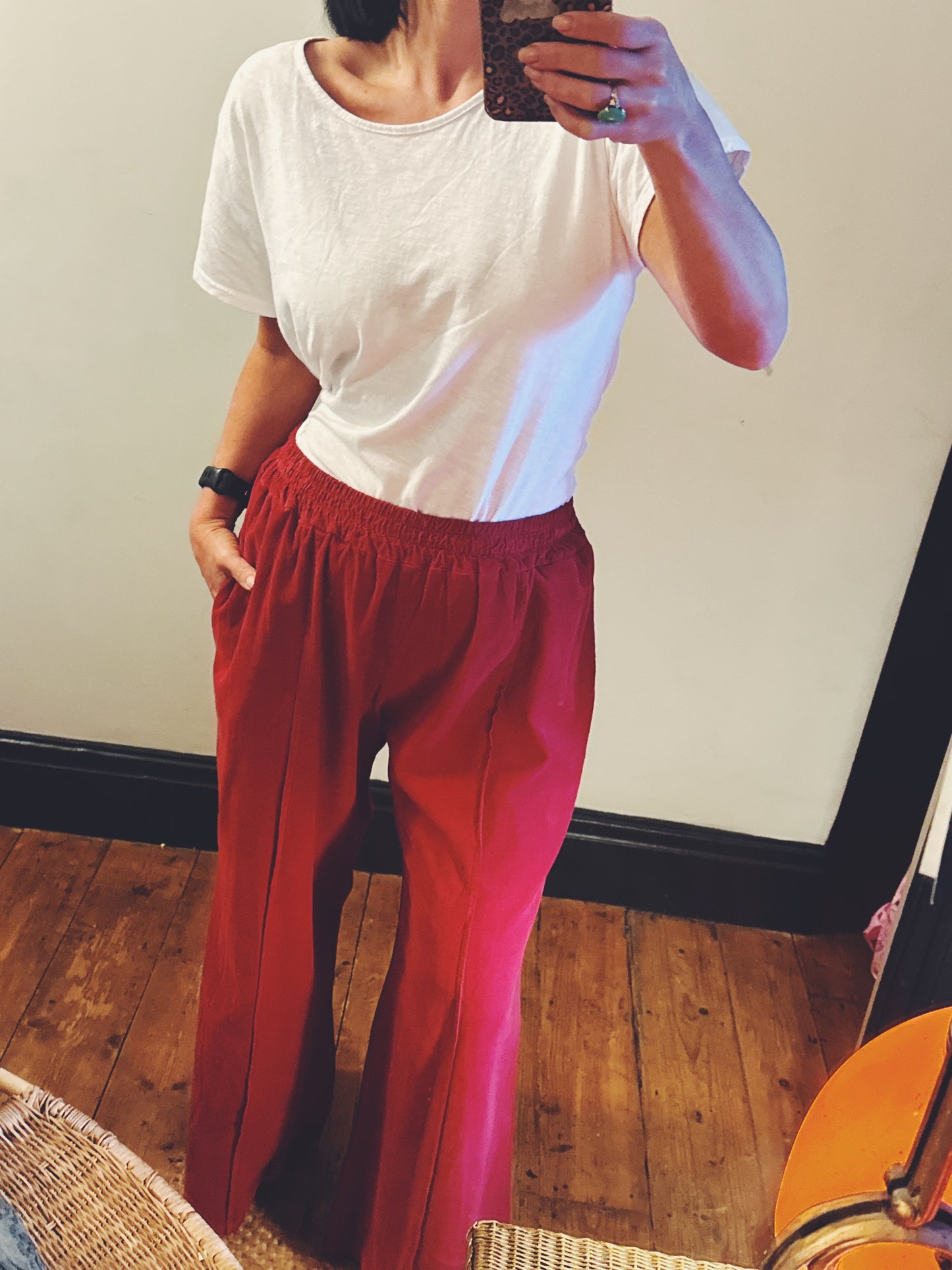 Cord Pleat Trousers - Raspberry