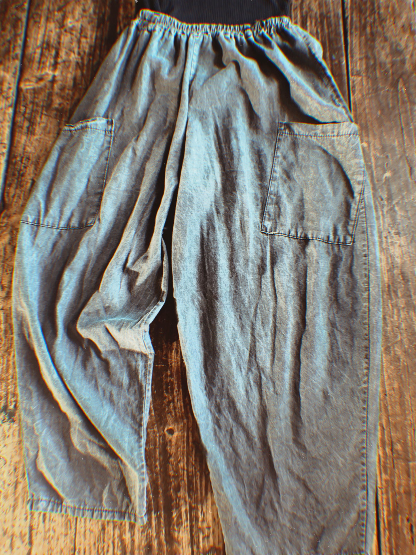 Barrel Leg Pocket Chambray Pants