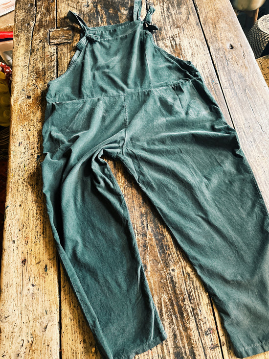 Needle Cord Dungarees - Green