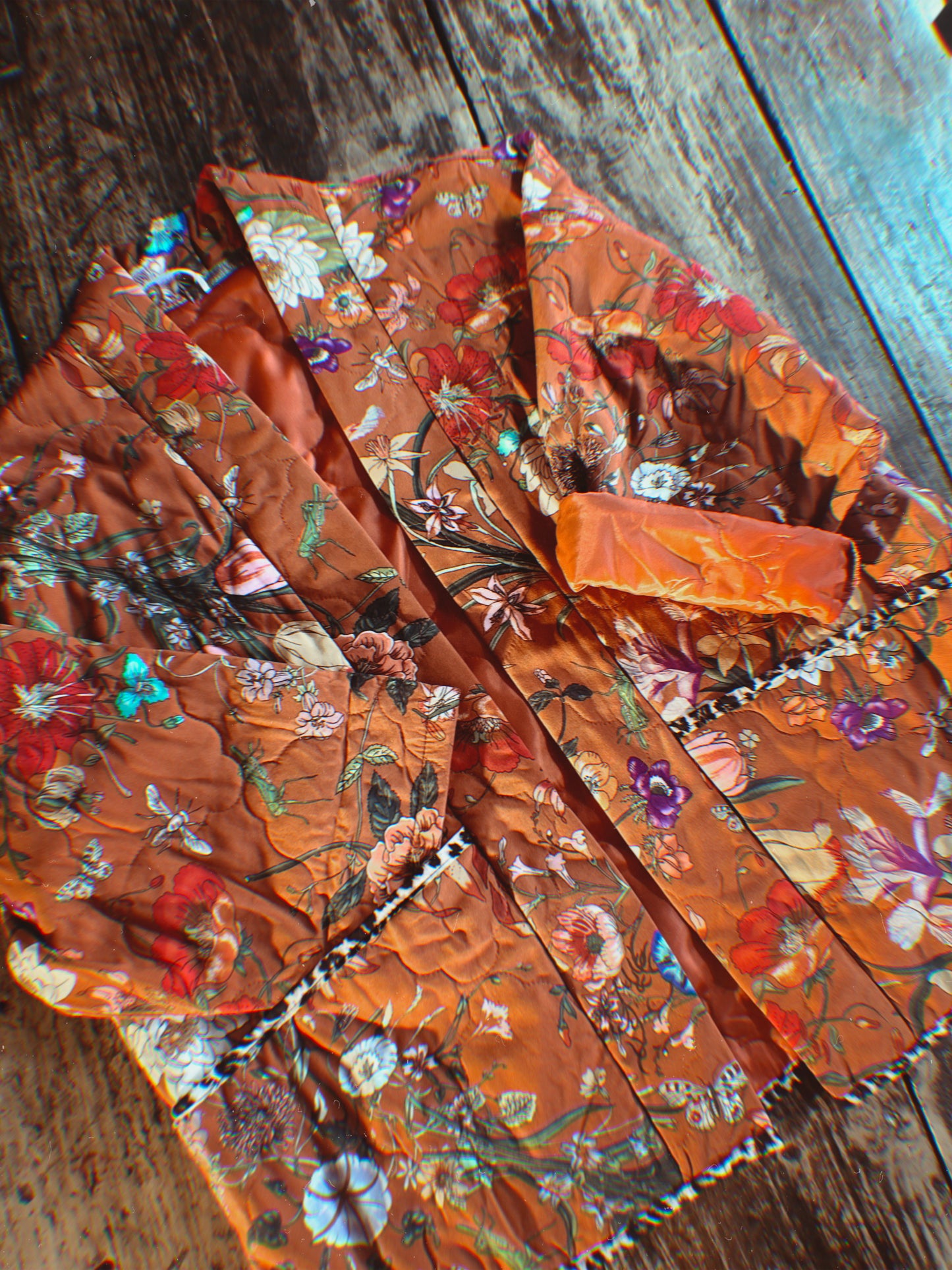 Floral Padded Jacket - Burnt Orange