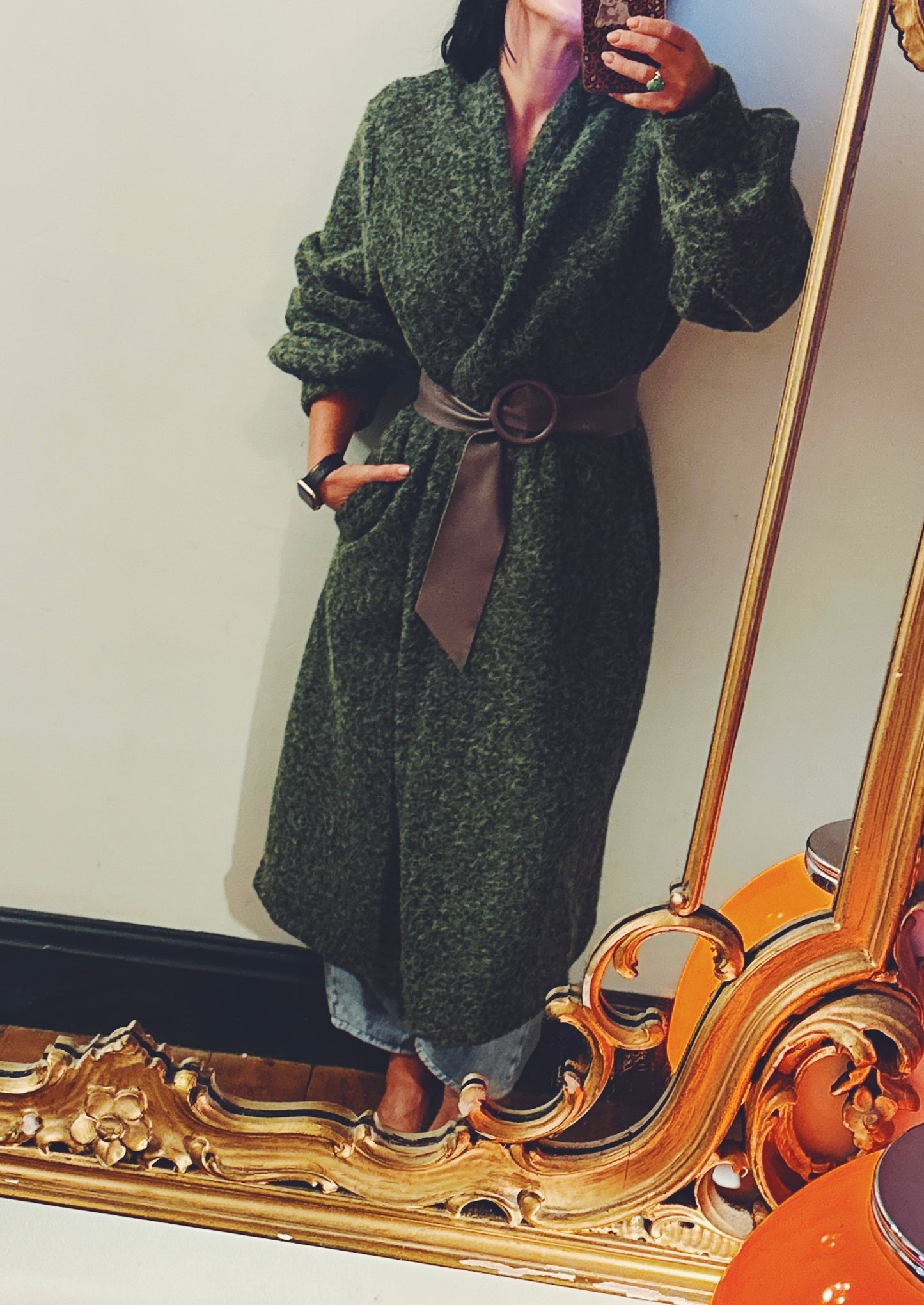 ‘Ophelia’ long coat - Moss