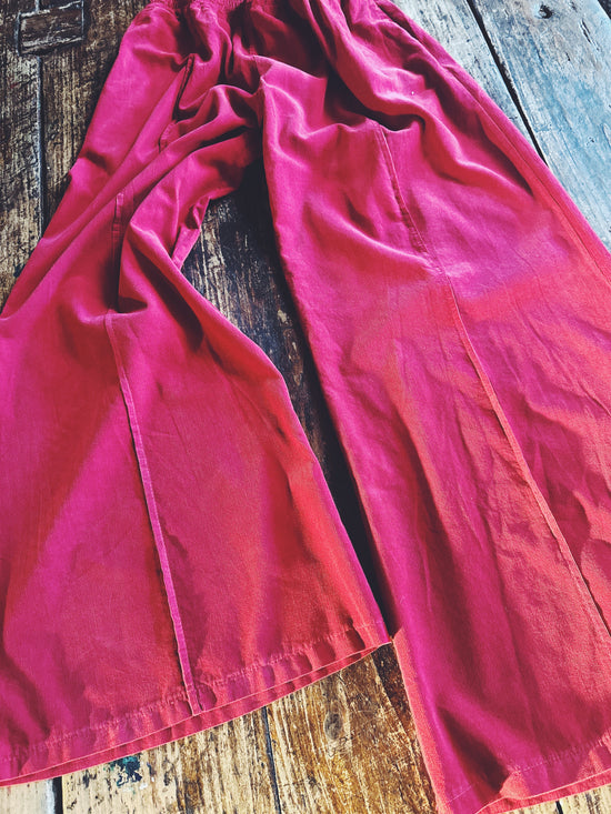 Cord Pleat Trousers - Raspberry