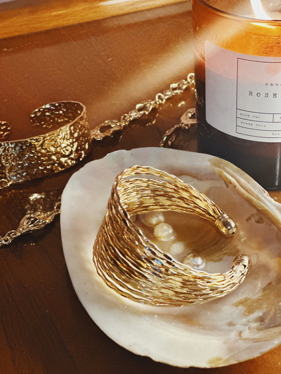 Gold statement cuff bracelet