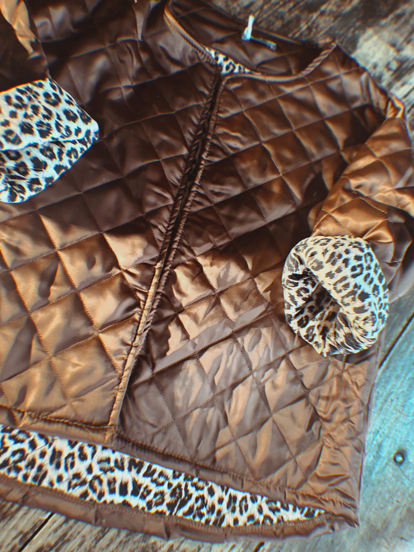 Brown Padded Jacket - Leopard Inner