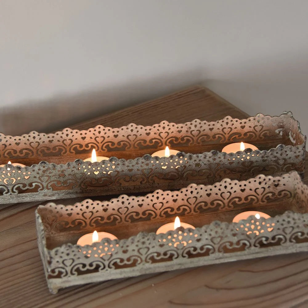 Distressed T-light Candle Tray