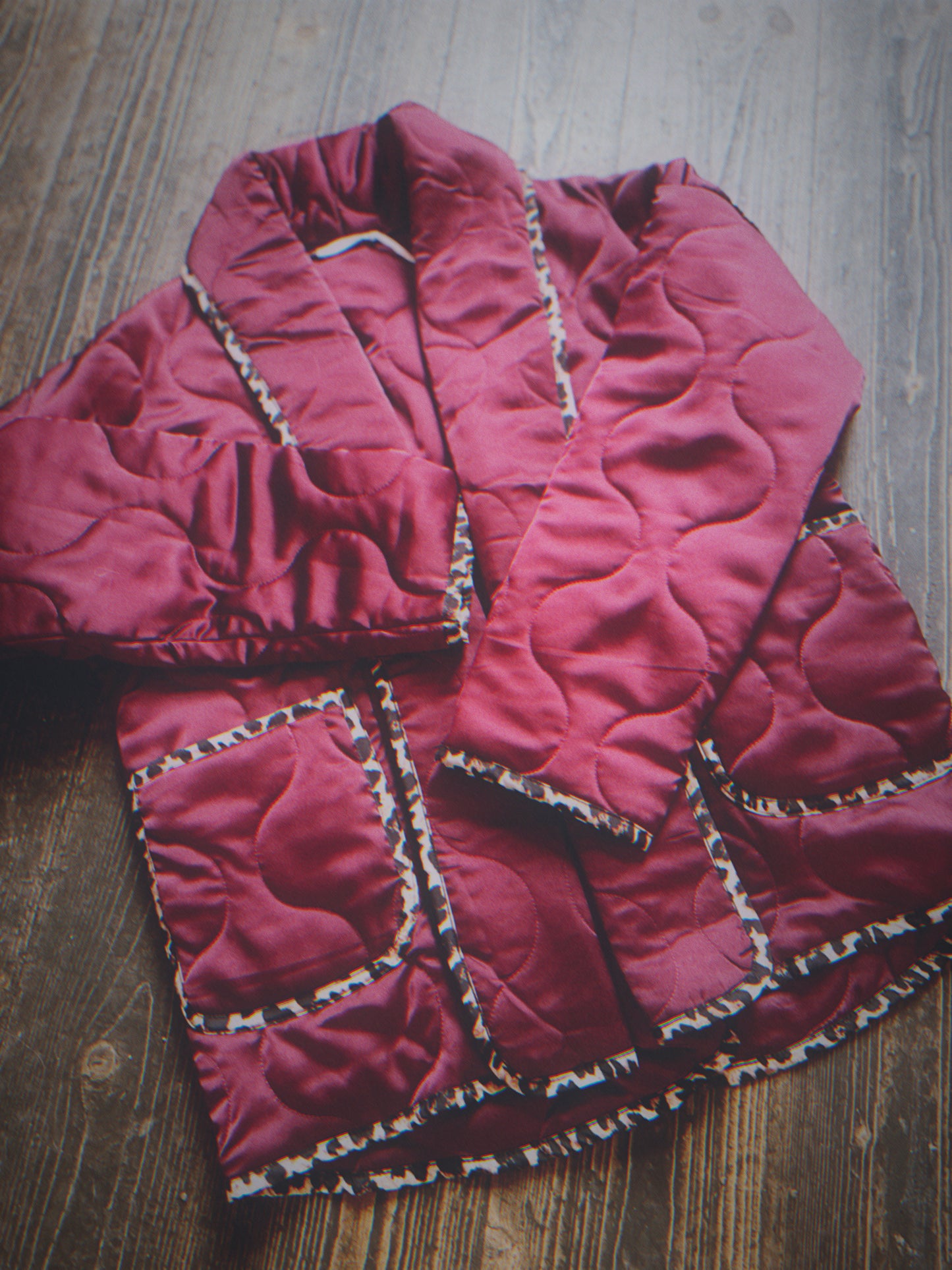 Burgundy Quilted Kimono Jacket