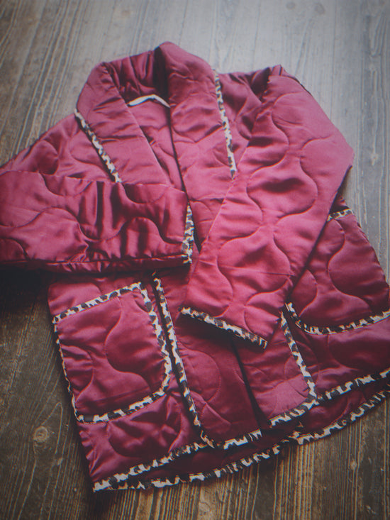 Burgundy Quilted Kimono Jacket