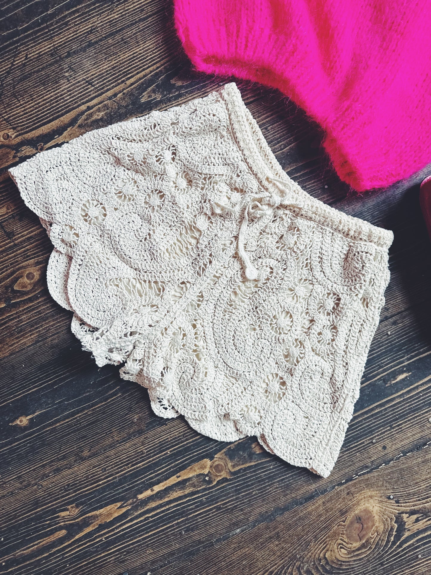 Santorini Crochet Shorts- Natural Cream