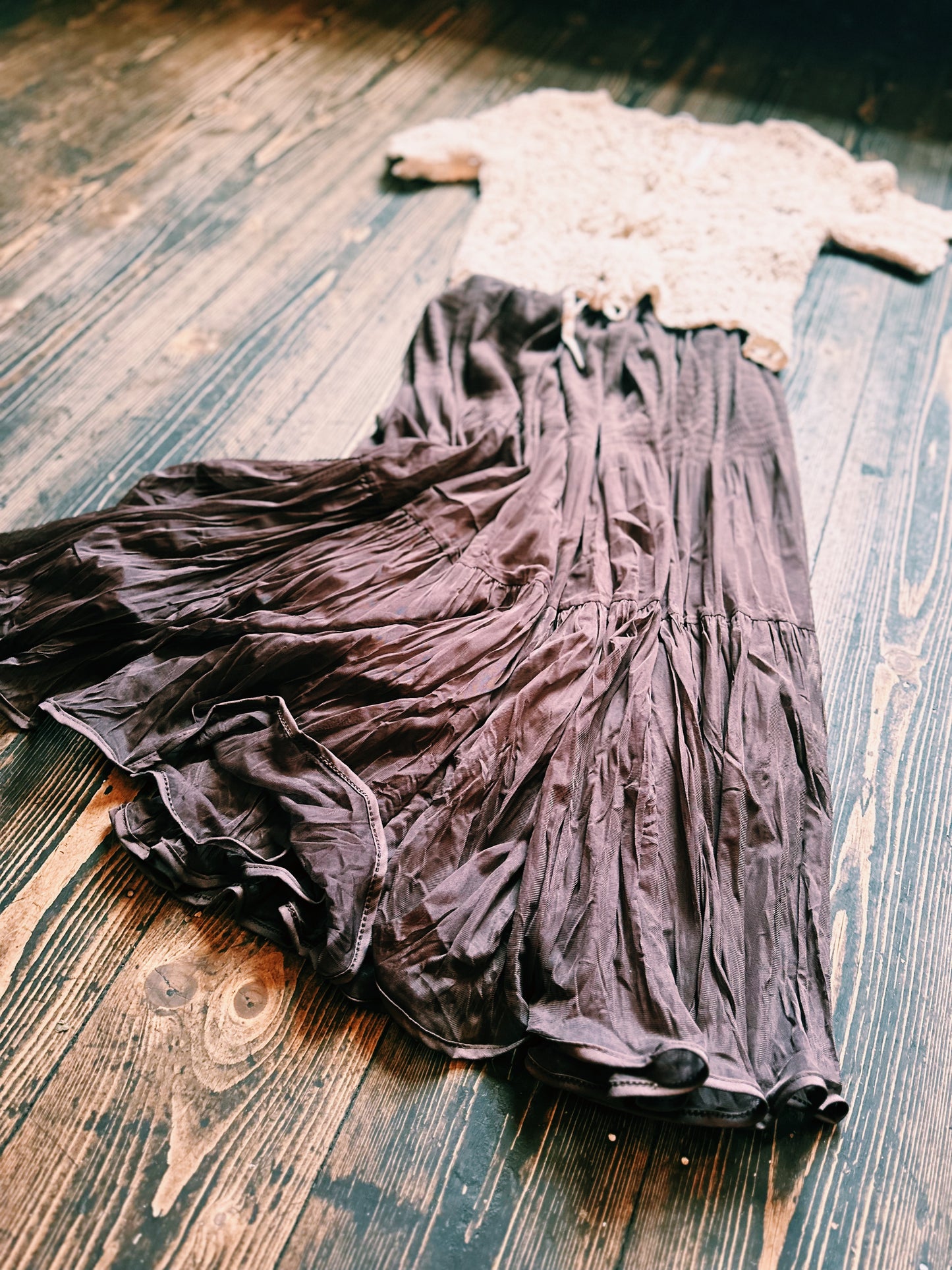 Sienna Layered Chiffon Maxi Skirt - Chocolate