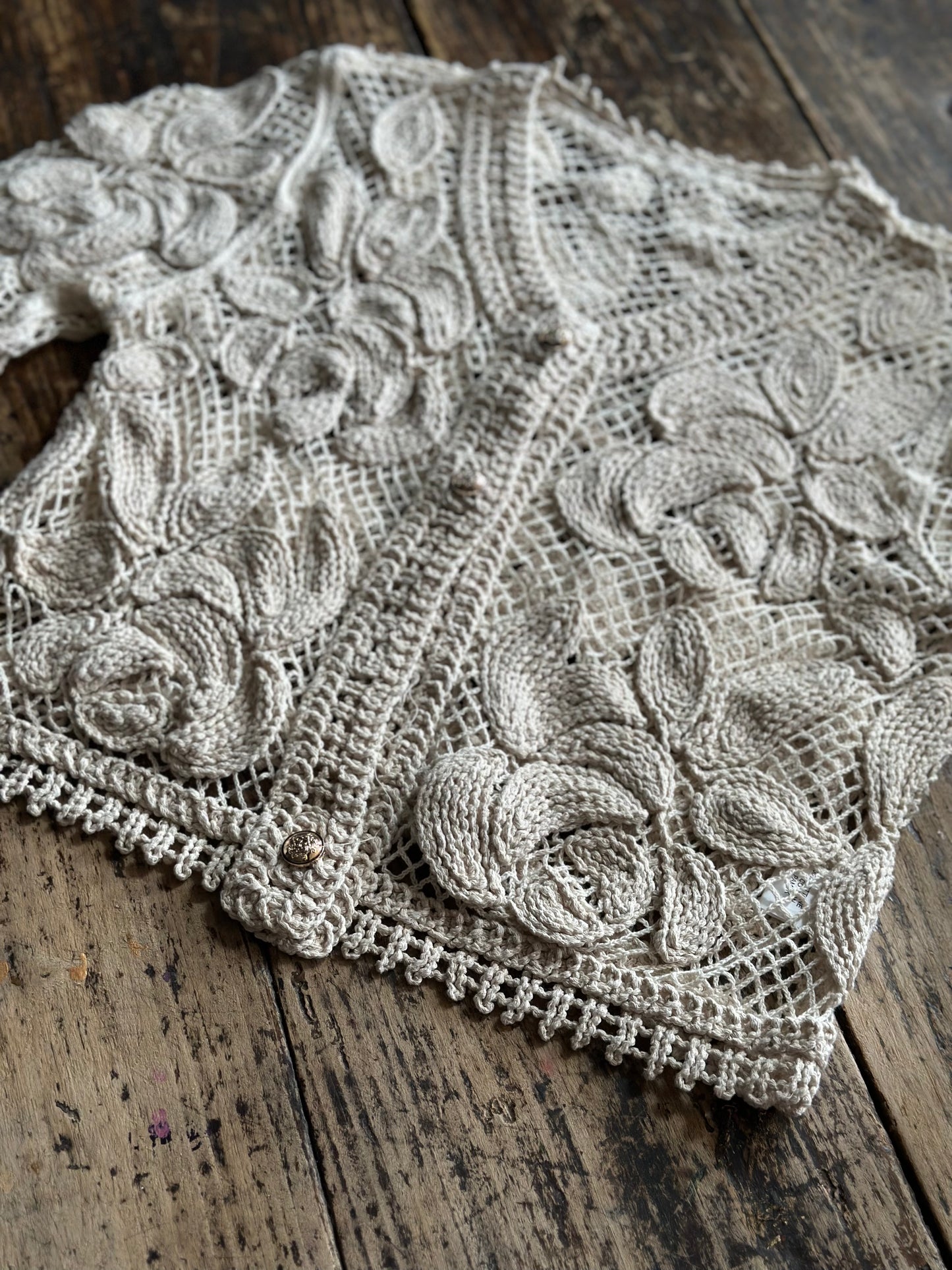 Boho Cream Crochet Cardigan