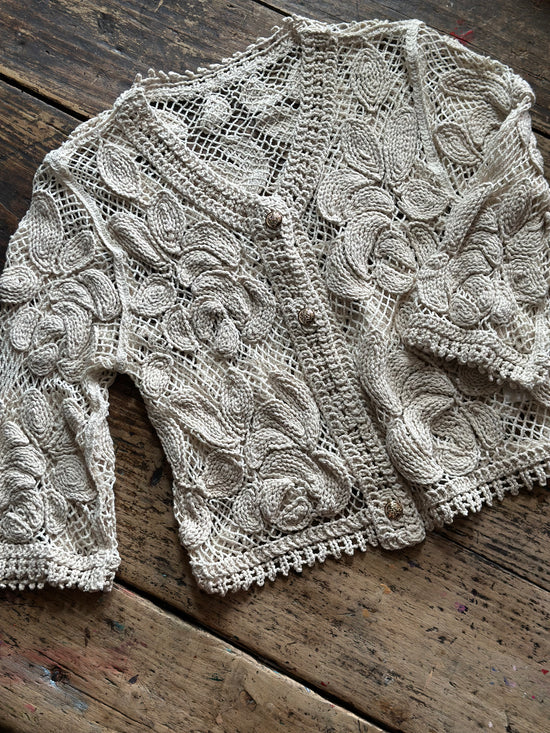 Boho Cream Crochet Cardigan