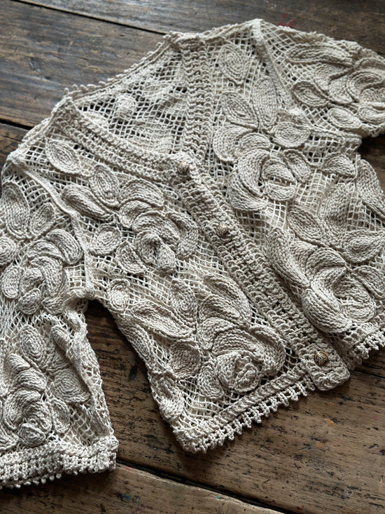 Boho Cream Crochet Cardigan