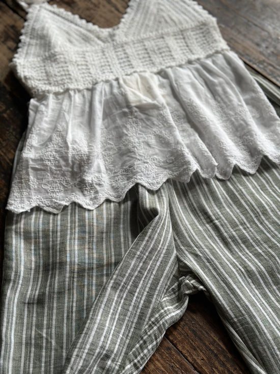 Green Stripped Linen Pants