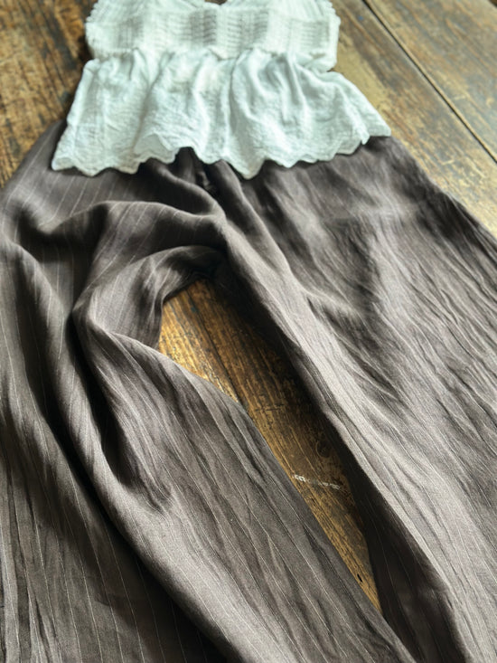 Chocolate Brown Pinstripe Linen Pants