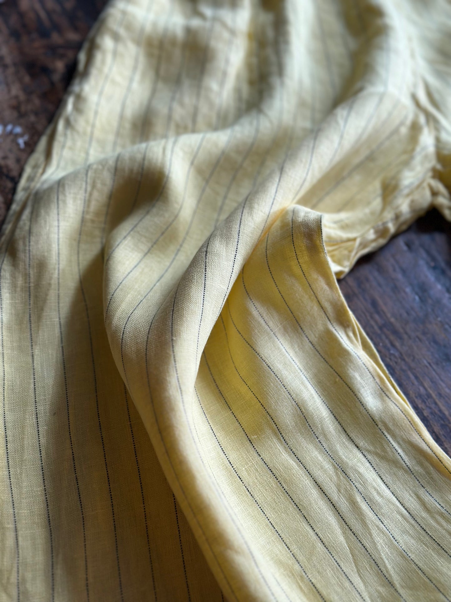 Lemon Linen Pinstripe Trousers