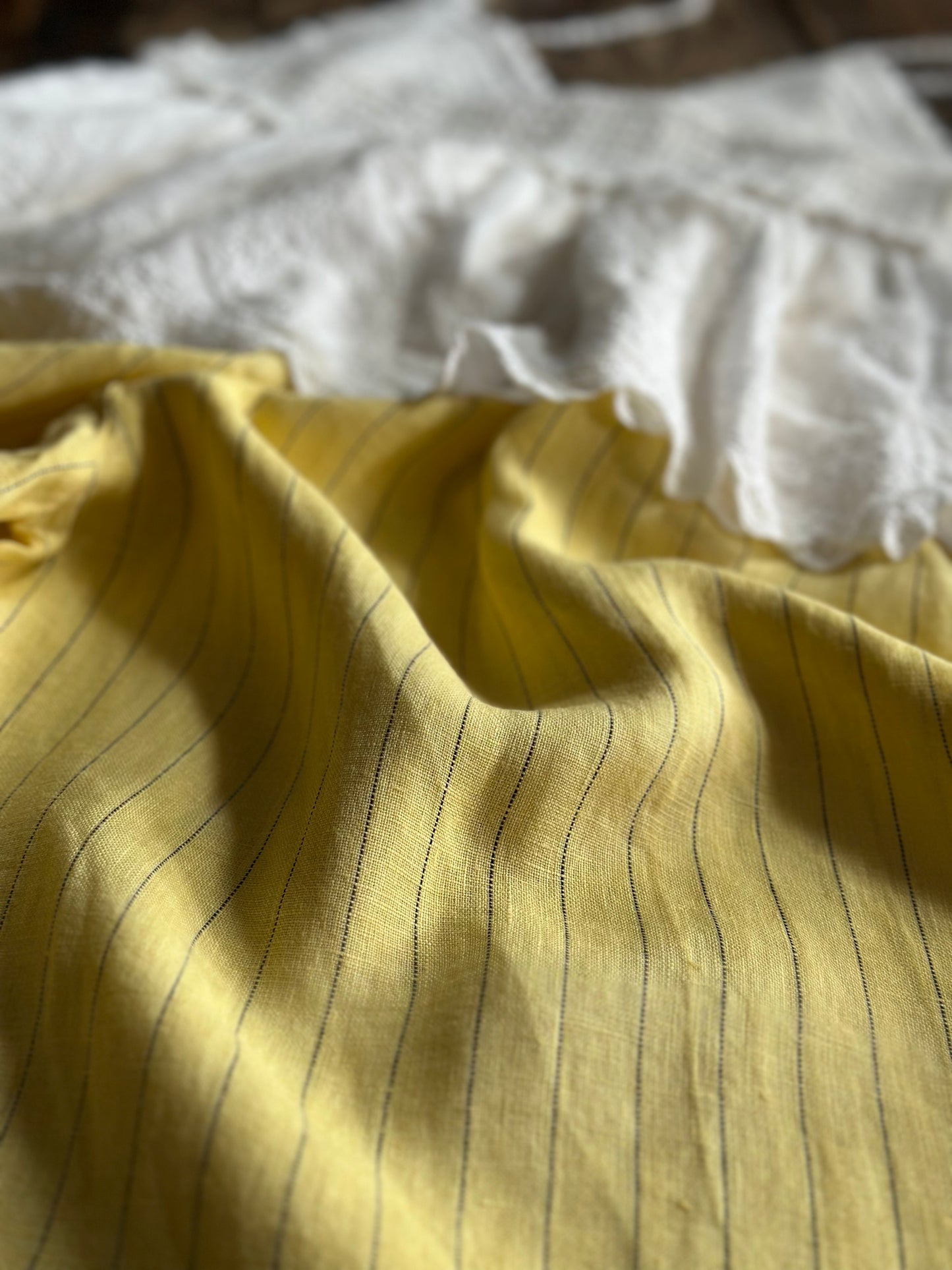 Lemon Linen Pinstripe Trousers