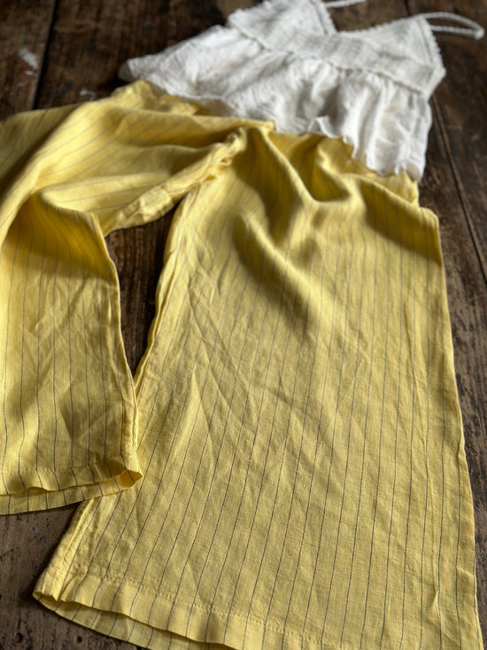 Lemon Linen Pinstripe Trousers