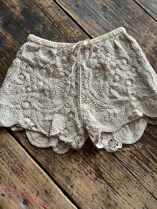 Crochet Boho Shorts - Cream