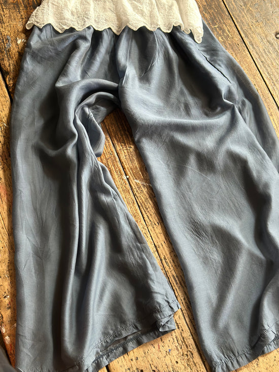 Shot Silk Palazzo Pants - Navy