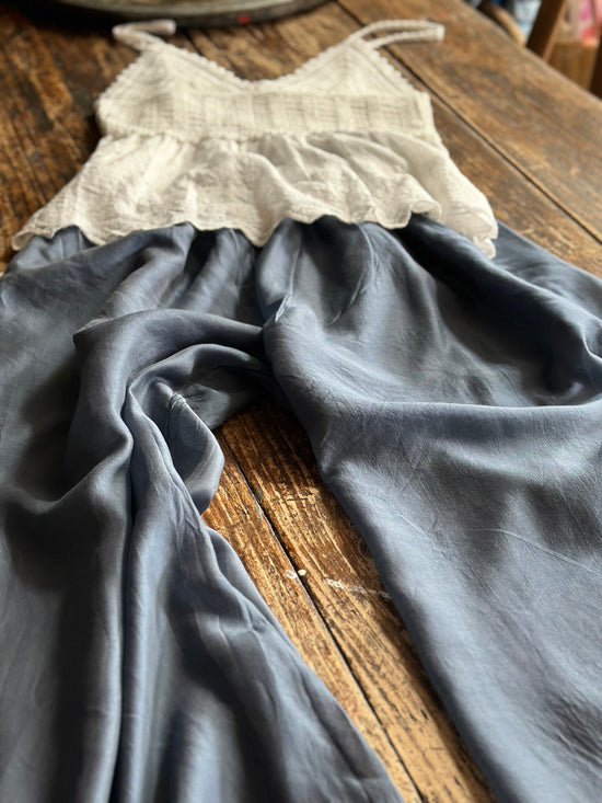 Shot Silk Palazzo Pants - Navy