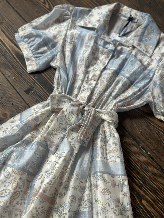 Vintage Inspired Button Up Dress - Blue
