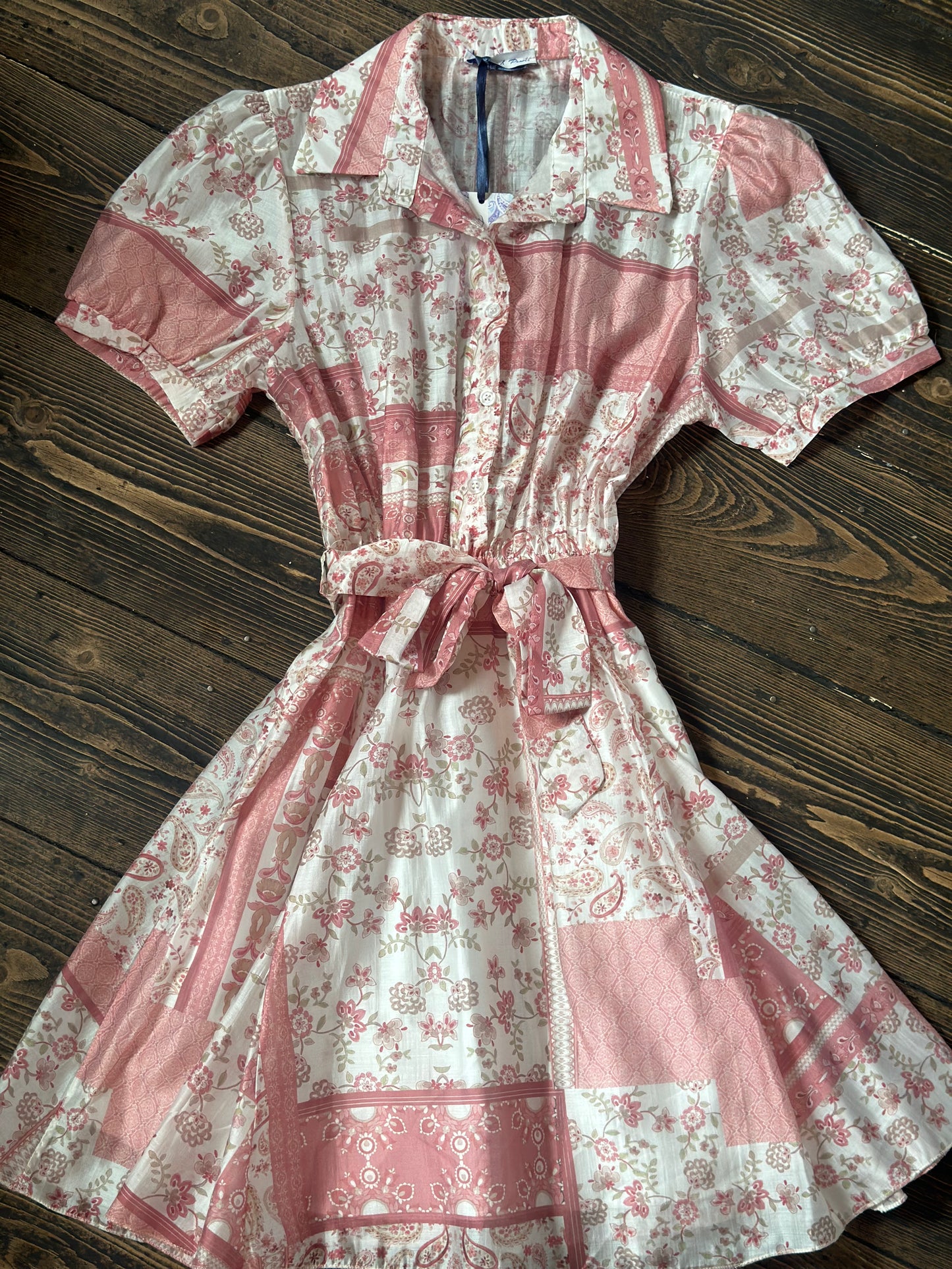 Vintage Inspired Button Up Dress - Pink