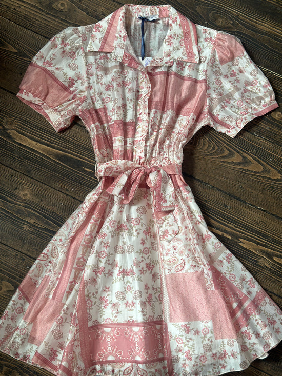 Vintage Inspired Button Up Dress - Pink