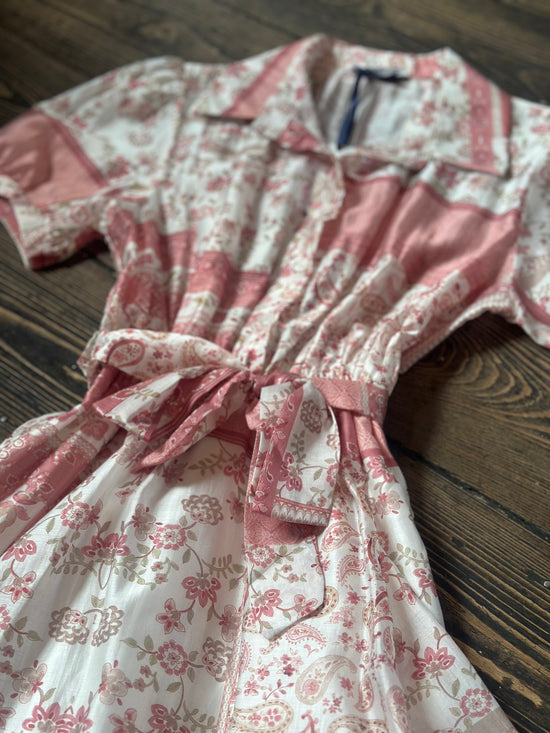 Vintage Inspired Button Up Dress - Pink