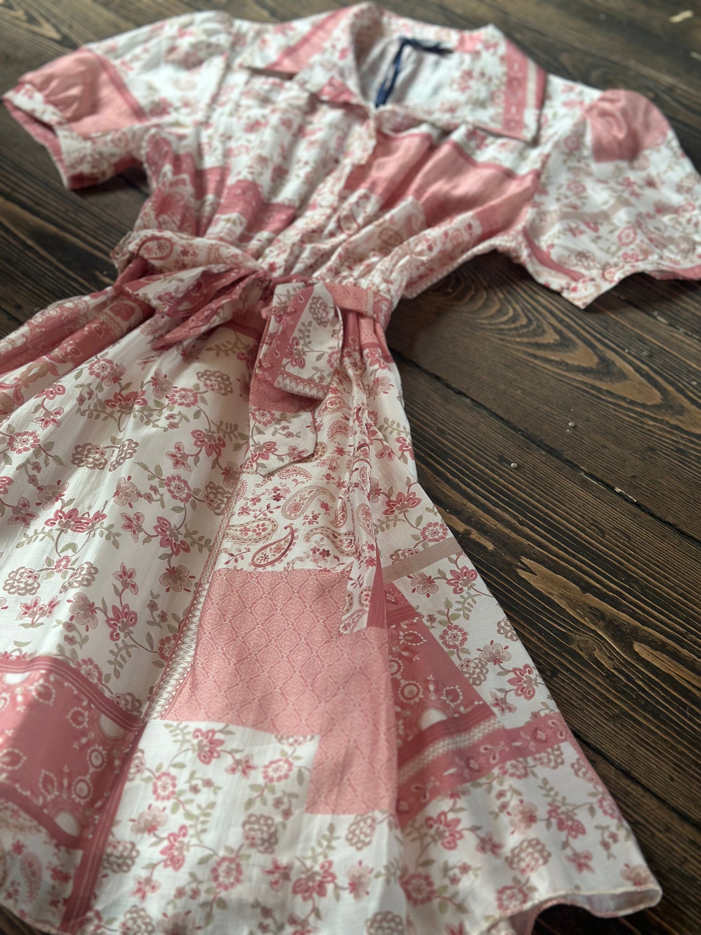 Vintage Inspired Button Up Dress - Pink