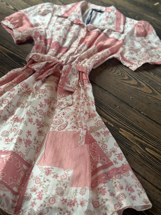 Vintage Inspired Button Up Dress - Pink