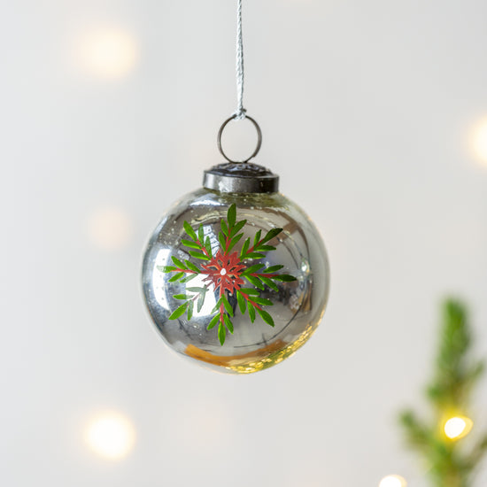 Painted Snowflake Bauble Silver - Small