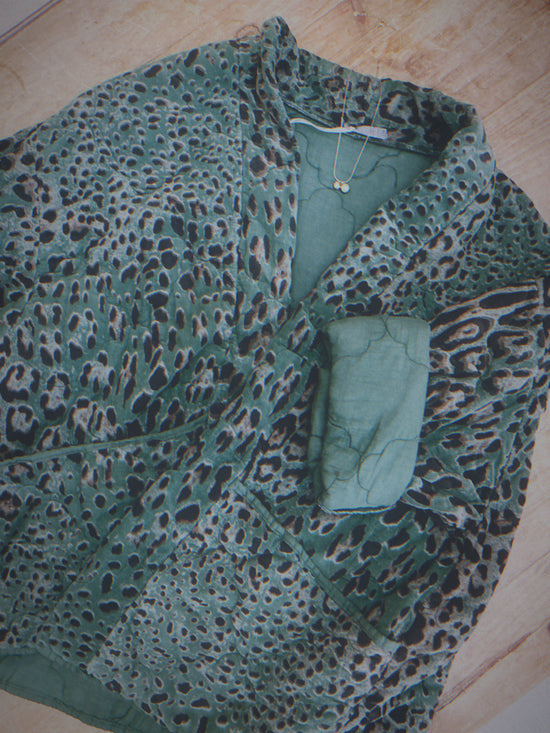 Green Cord Padded Print Jacket