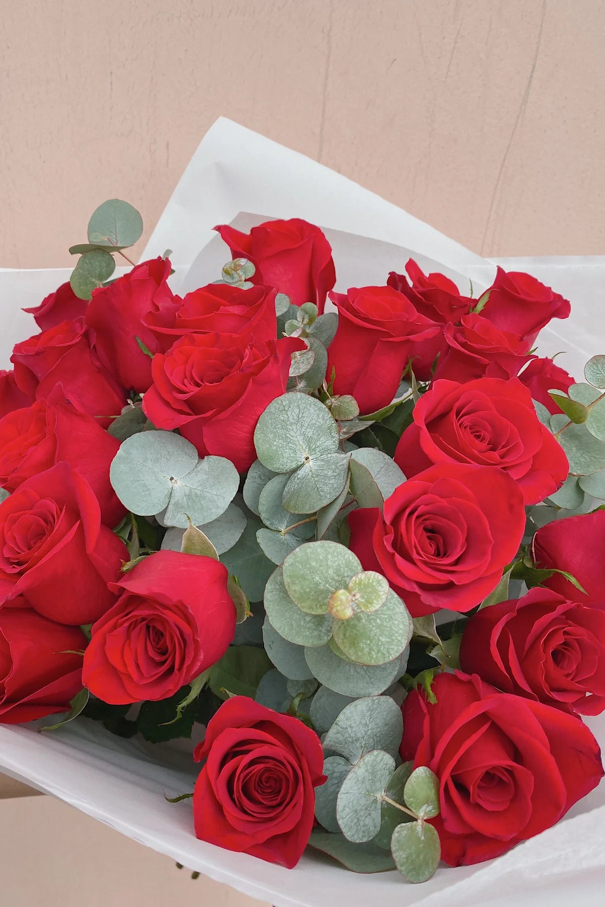 Say it Simply with our Red Rose & Eucalyptus Valentine’s Day Bouquet