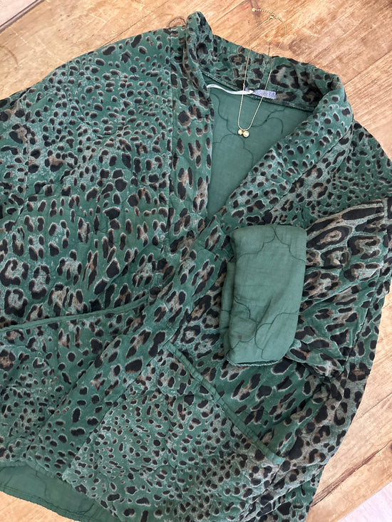 Green Cord Padded Print Jacket