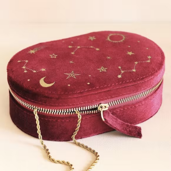 Load image into Gallery viewer, Velvet Oval Jewellery Case
